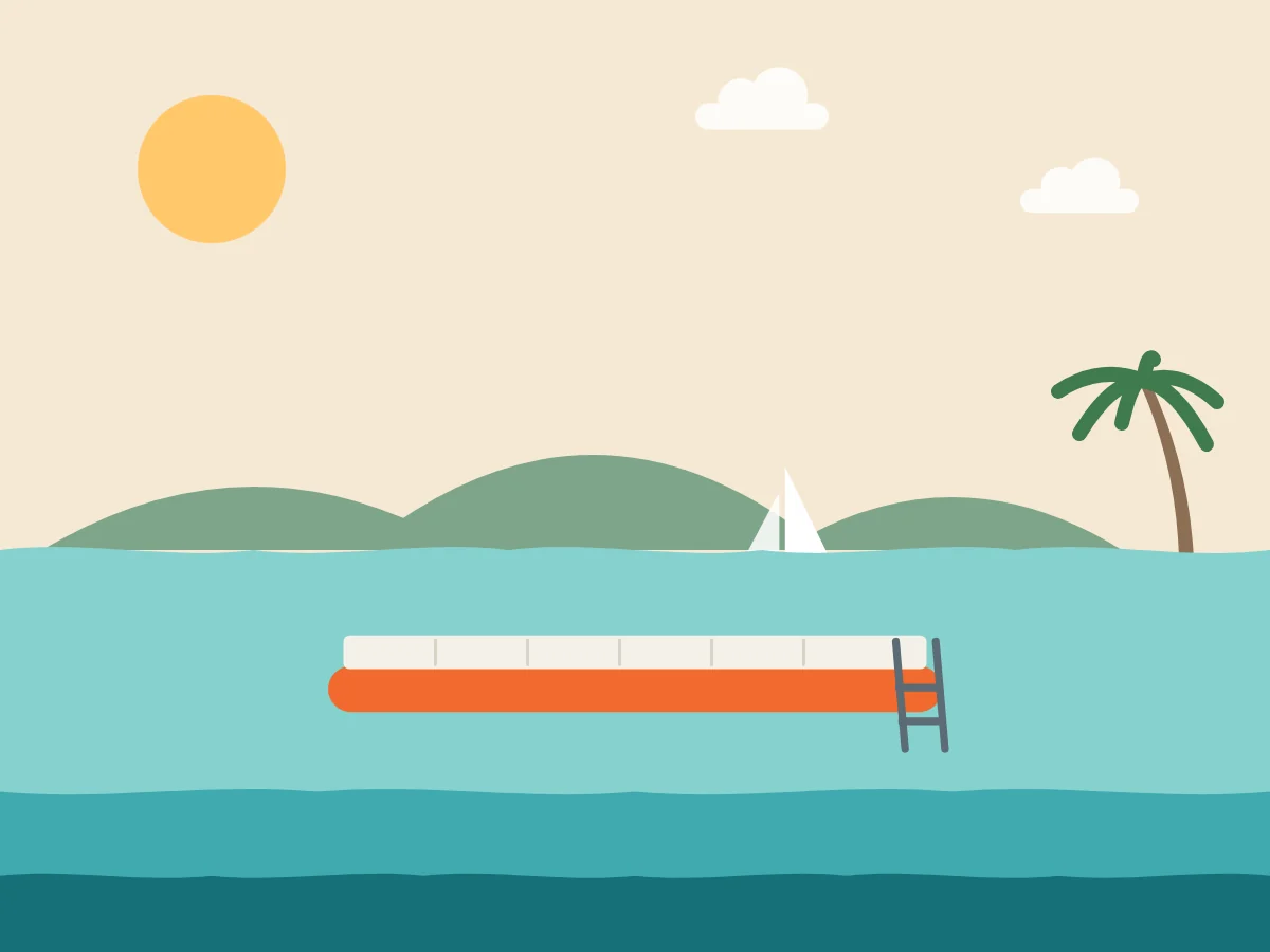 Illustration of an inflatable pontoon on Whitsundays, Airlie Beach