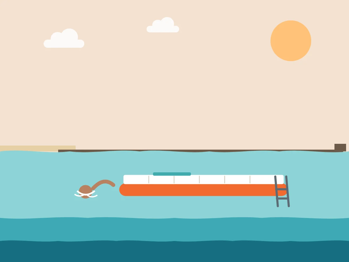 Illustration of a swim platform with a swimmer on Geographe Bay, Busselton