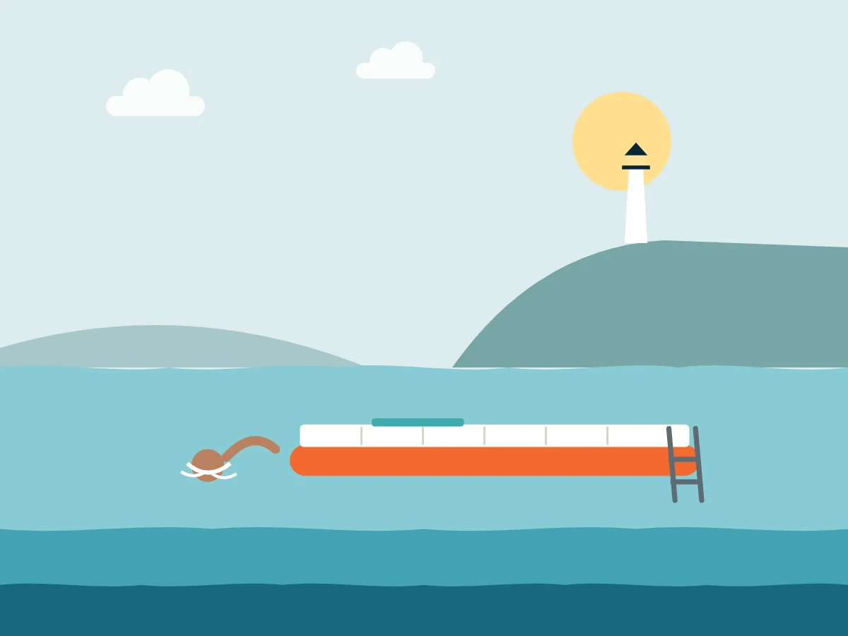 Illustration of a swim platform with a swimmer on Northern Rivers, Byron Bay