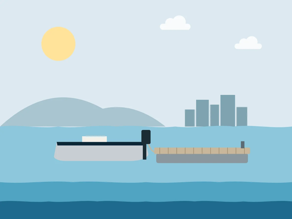 Illustration of a tinny tied to a floating boat dock on Corio Bay, Geelong