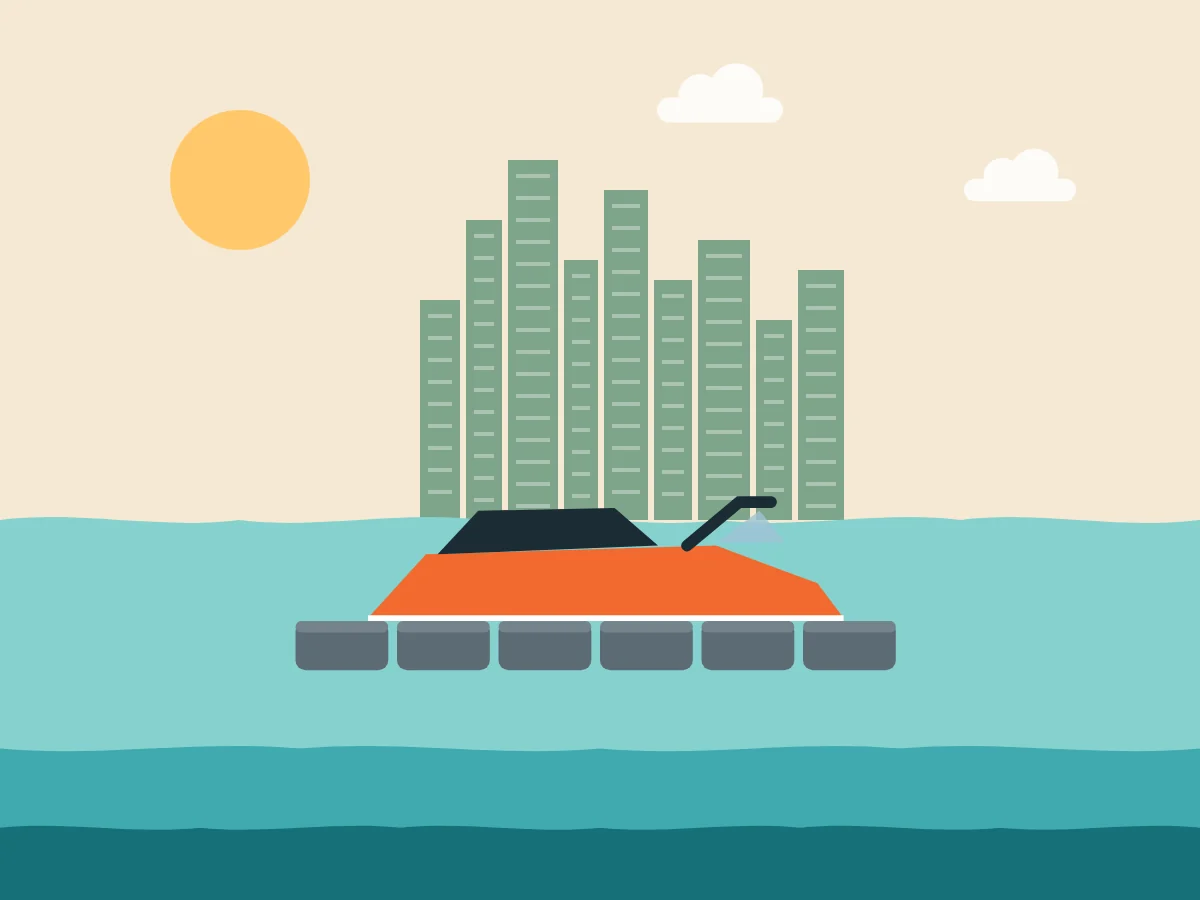Illustration of a jet ski on a drive-on jet dock on Broadwater, Gold Coast