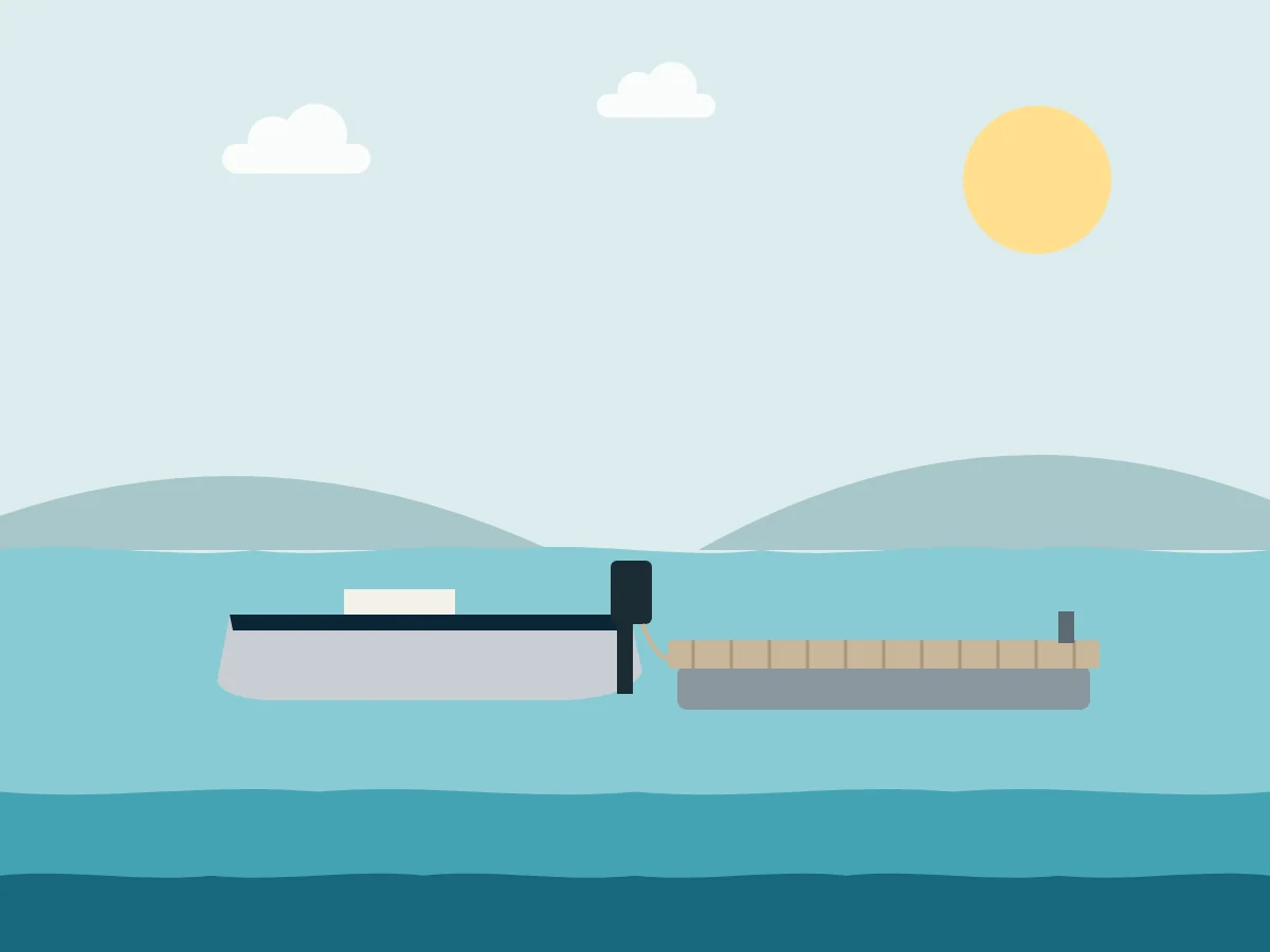 Illustration of a tinny tied to a floating boat dock