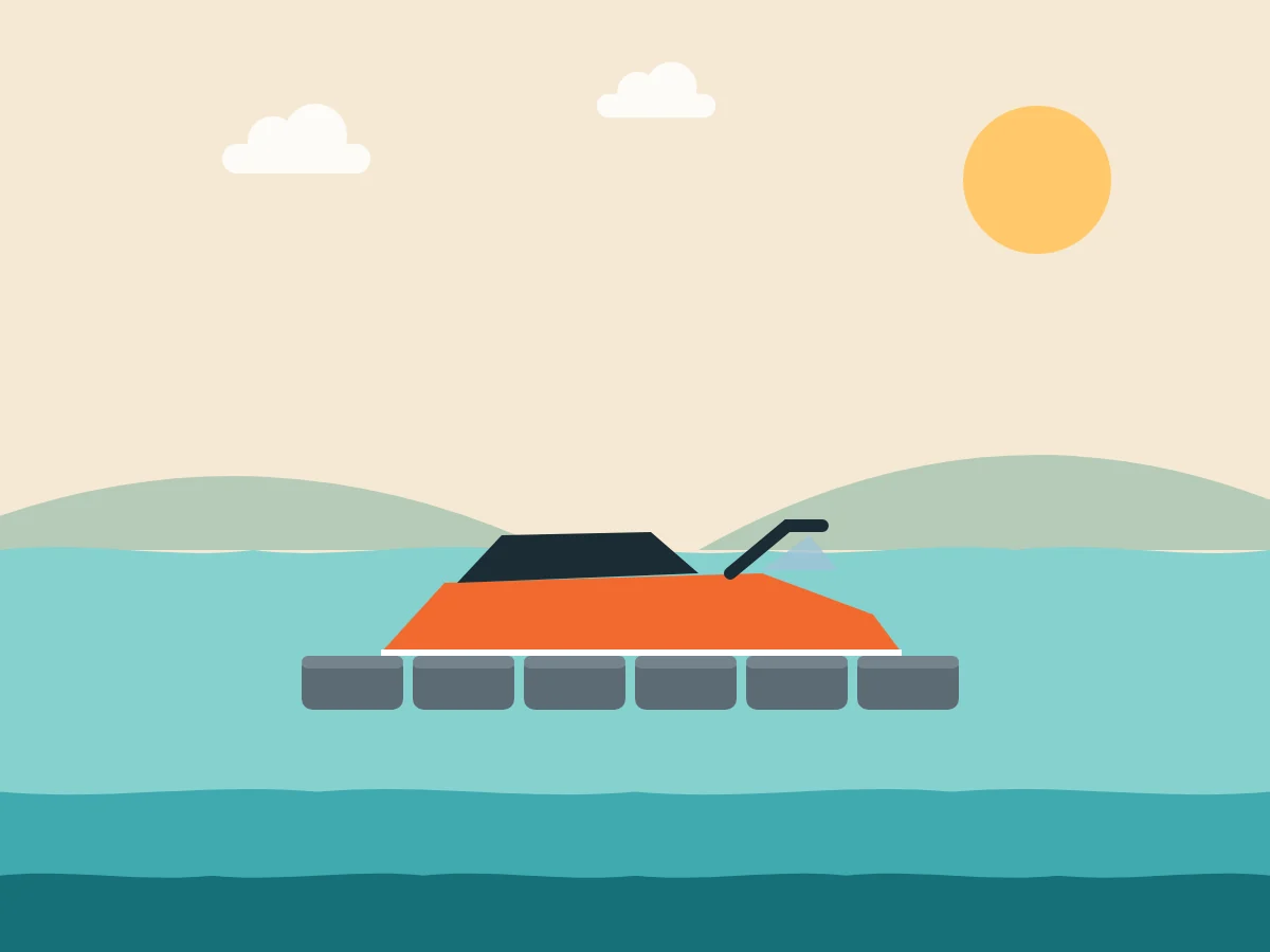 Illustration of a jet ski parked on a drive-on jet dock